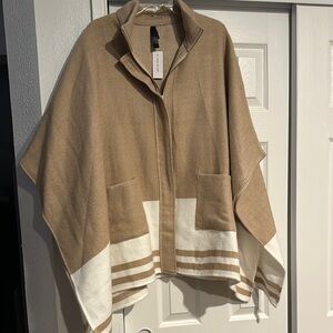 Tan and Cream Women's Cape Jacket